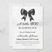 Invitation Black Web Halloween Petit Boo Bow Baby shower (Devant)