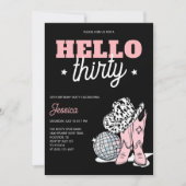 Invitation Black Western Disco Cowgirl 30th Birthday Party (Devant)