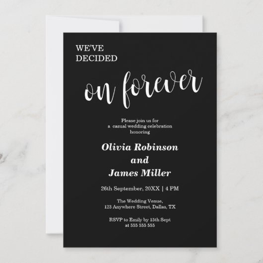 Invitation Black We've Decided On Forever Casual Wedding (Devant)