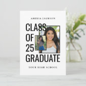 Invitation Black & White 2 Photos Classe De 25 Grad Open Hous (Debout devant)