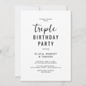 Invitation Black White 3 Photo Joint Anniversaire Party (Dos)