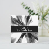 Invitation Black White Abstrait Mans 21e anniversaire (Debout devant)