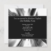 Invitation Black White Abstrait Mans 21e anniversaire (Dos)