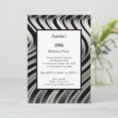 Invitation Black White Abstraite fête d'anniversaire (Debout devant)