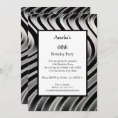 Invitation Black White Abstraite fête d'anniversaire (Devant / Derrière)