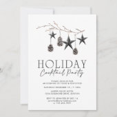 Invitation Black White Aquarelle Ornements Fête (Devant)