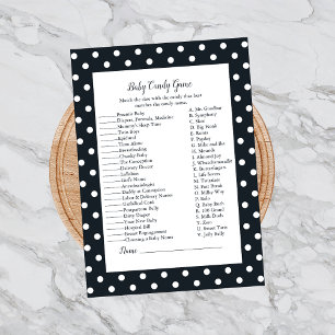 Invitation Black White Baby Bow Baby Candy Baby shower Jeu