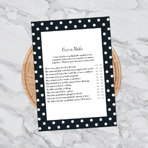 Invitation Black White Baby Bow over Under Baby shower Game