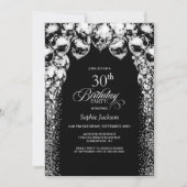 Invitation Black White Balloons 30e anniversaire (Devant)