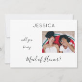 Invitation Black & White Be My Maid of Honor Photo Propositio (Devant)