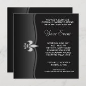 Invitation Black White Black Cravate Corporate Party (Devant / Derrière)