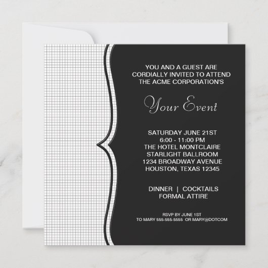Invitation Black White Black Cravate Corporate Party Event (Devant)