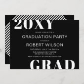 Invitation Black White Bold Typographie Partie de graduation (Devant / Derrière)