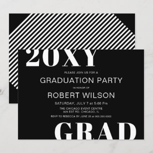 Invitation Black White Bold Typographie Partie de graduation