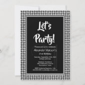 Invitation Black White Border 21e fête d'anniversaire (Devant)