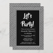 Invitation Black White Border 21e fête d'anniversaire (Devant / Derrière)