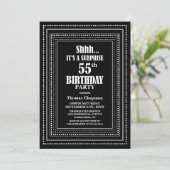 Invitation Black White Border Surprise 55e anniversaire (Debout devant)
