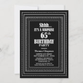 Invitation Black White Border Surprise 65e anniversaire (Devant)