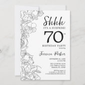 Invitation Black White Botanical Surprise 70e anniversaire (Devant)