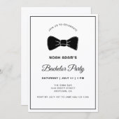 Invitation Black & White Bow Cravate moderne Bachelor Party I (Devant / Derrière)