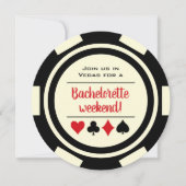Invitation Black White Casino Poker Chip Bachelorette Party (Devant)