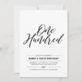 Invitation Black & White Cent minimum 100e fête d'anniversair (Devant)