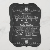Invitation Black & White Chalkboard Rustique Bachelorette Par (Devant / Derrière)