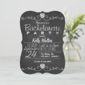 Invitation Black & White Chalkboard Rustique Bachelorette Par (Debout devant)