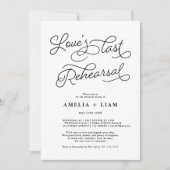 Invitation Black white chic Amour dernier dîner de répétition (Devant)