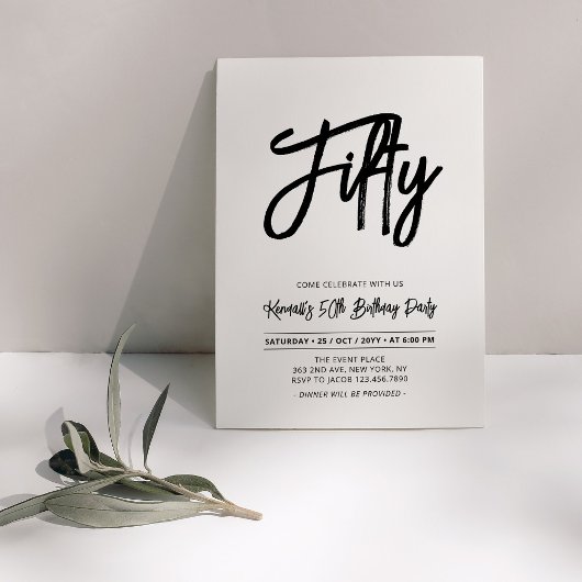 Invitation Black & White | Chic Fifty 50e Anniversaire
