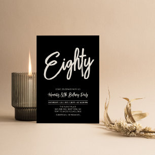 Invitation Black & White   Chic Quatre-Vingt 80e Anniversaire