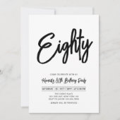 Invitation Black & White | Chic Quatre-Vingt Ans Fête d'anniv (Devant)