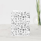 Invitation Black & White Christmas Icons Pattern – Cute  (Dos)