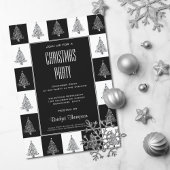 Invitation Black White Christmas Tree