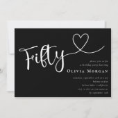 Invitation Black White Cinquante Script 50e anniversaire (Devant)