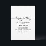 Invitation Black White Classic Happy Birthday Party<br><div class="desc">This black white classic happy birthday party invitation is perfect for a modern event. The simple and elegant design features classic and fancy script typography in black and white.</div>