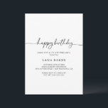 Invitation Black White Classic Happy Birthday Party<br><div class="desc">This black white classic happy birthday party invitation is perfect for a modern event. The simple and elegant design features classic and fancy script typography in black and white.</div>