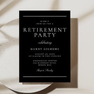 Invitation Black & White Classic Parti de retraite moderne