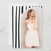 Invitation Black White Coquette Bow photo graduation (Dos)