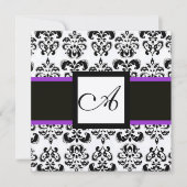Invitation BLACK WHITE DAMASK MONOGRAM Champagne Metallic (Devant)