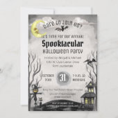 Invitation Black White Déplaisant Costume Party Halloween Éff (Devant)