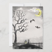 Invitation Black White Déplaisant Costume Party Halloween Éff (Dos)