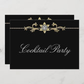 Invitation Black White Diamond Black White Cocktail Party (Devant / Derrière)