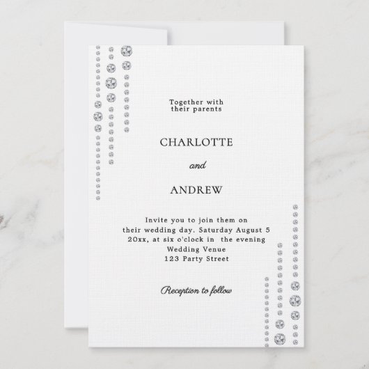 Invitation Black white diamonds luxury wedding (Devant)