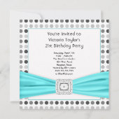 Invitation Black White Dots Diamant Turquoise 21e anniversair (Dos)
