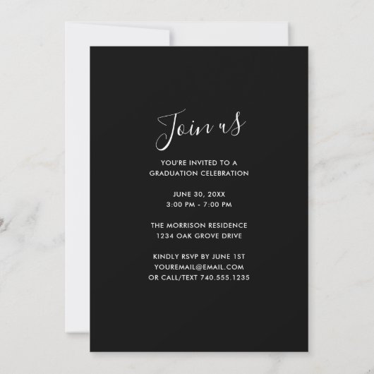 Invitation Black & White Elegant 2025 Photo Graduation Party (Dos)