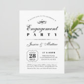 Invitation Black & White Elegant Classic Engagement Party (Debout devant)
