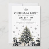 Invitation Black White Elegant Company Noël Party (Devant)