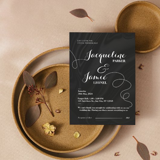 Invitation Black & White Elegant Minimalist Wedding 