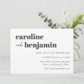Invitation Black White Elegant Moderne Chic Photo Mariage (Debout devant)